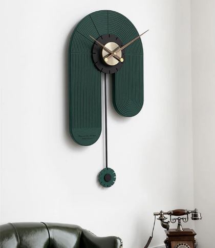 Unique metal wall clock copper dial | green