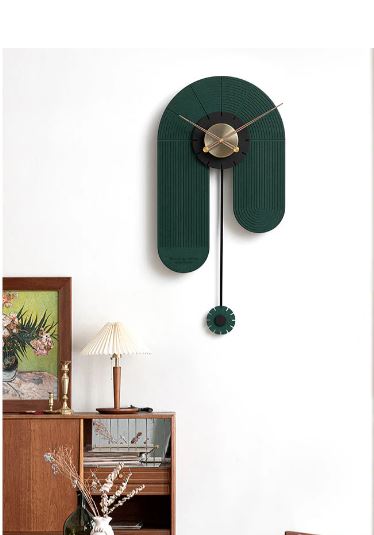 Unique metal wall clock copper dial | green