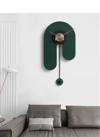 Unique metal wall clock copper dial | green