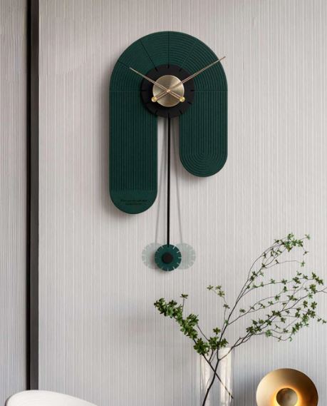 Unique metal wall clock copper dial | green