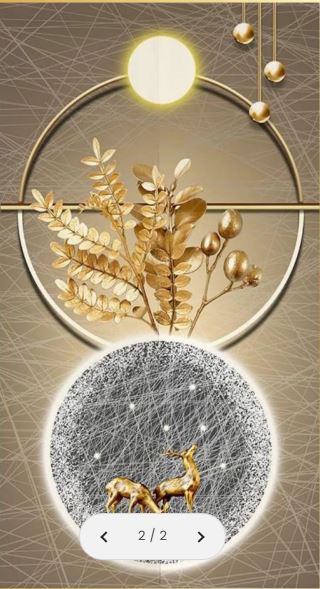 Magical Deer with Gold leaves Crystal Wall Painting With LED Light & Remote| Crystal Wall Painting |60 x120 cm