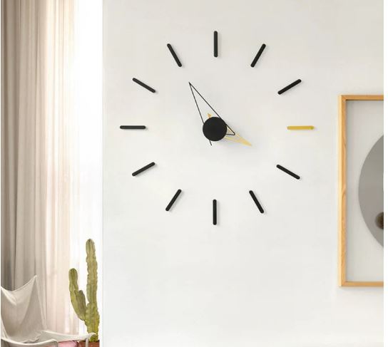 Big square wall clock brown black gold