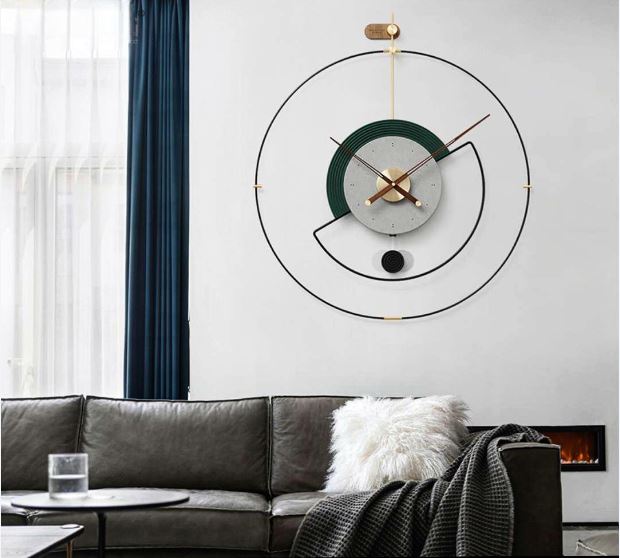 Round stylish cosmic luxe wall clock in the celestail creation| Grey and black