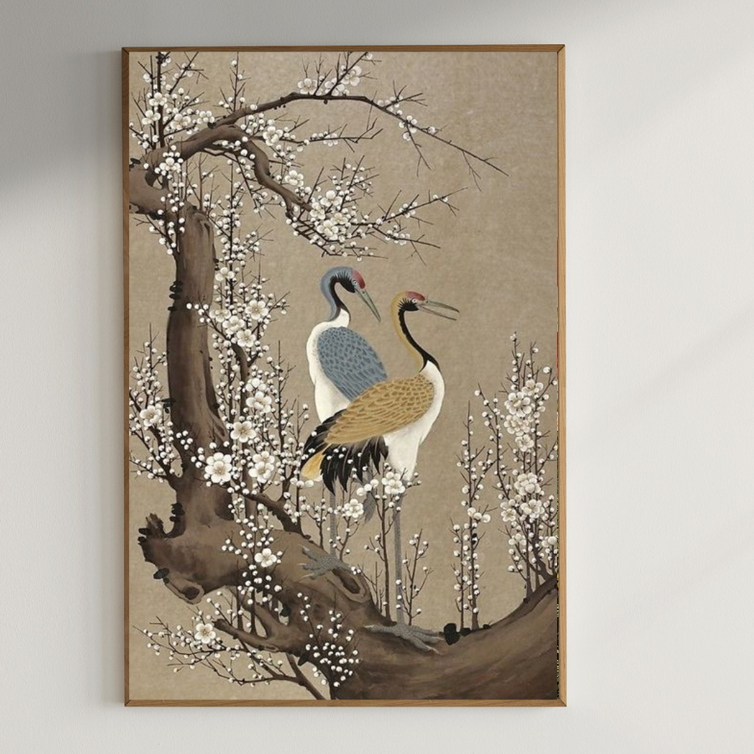 Mesmerizing earthy tone swan pair painting| 350 GSM Gallery-Wrapped Canvas on Premium 1x1 inch Pine Wood Frame"