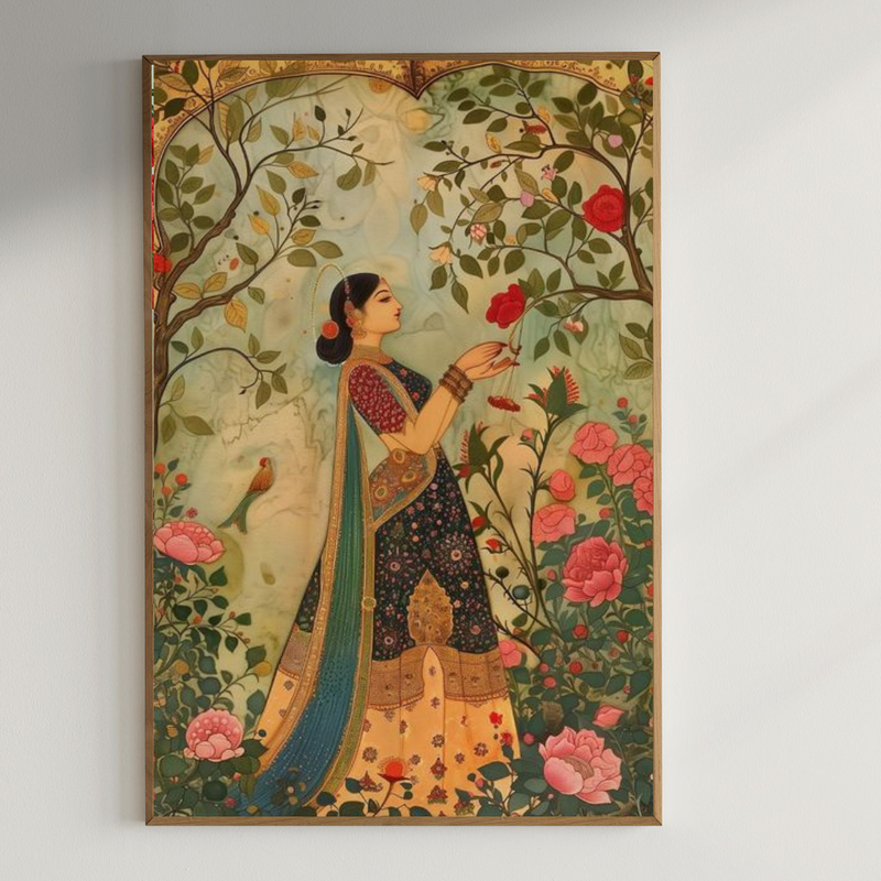 Beautiful Mughal painting|400 GSM Gallery-Wrapped Canvas on Premium 1.5x1.5 inch Pine Wood Frame