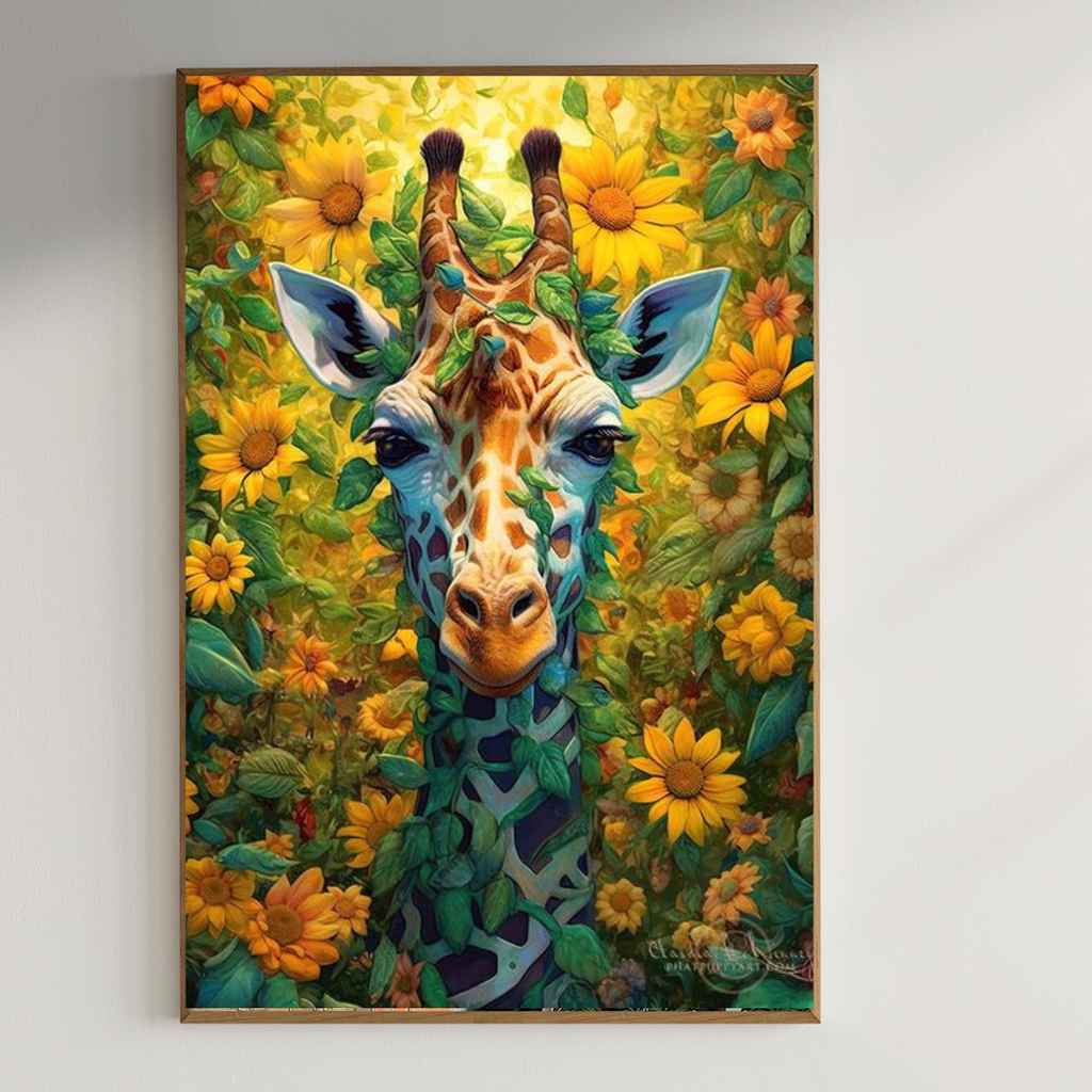 Artful Giraffe 350 GSM Gallery-Wrapped Canvas on Premium 1x1 inch Pine Wood Frame"