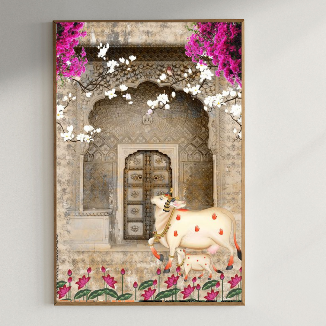 Beautiful Cow And Calf |350 GSM Gallery-Wrapped Canvas on Premium 1x1 inch Pine Wood Frame"