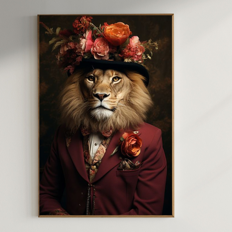 Artful lion in suit|400 GSM Gallery-Wrapped Canvas on Premium 1.5x1.5 inch Pine Wood Frame
