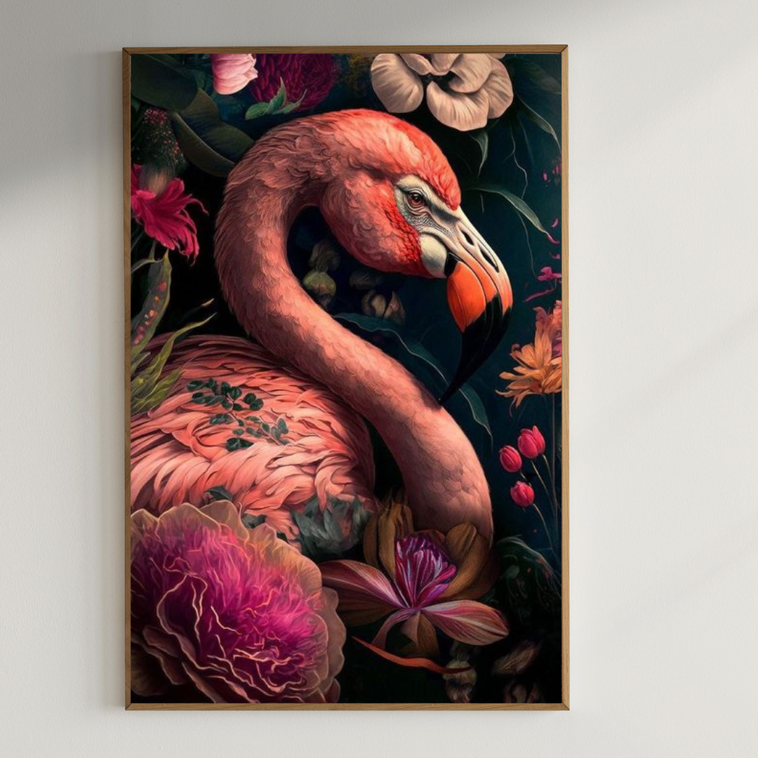 Beautiful Flamingo wall painting |350 GSM Gallery-Wrapped Canvas on Premium 1x1 inch Pine Wood Frame"