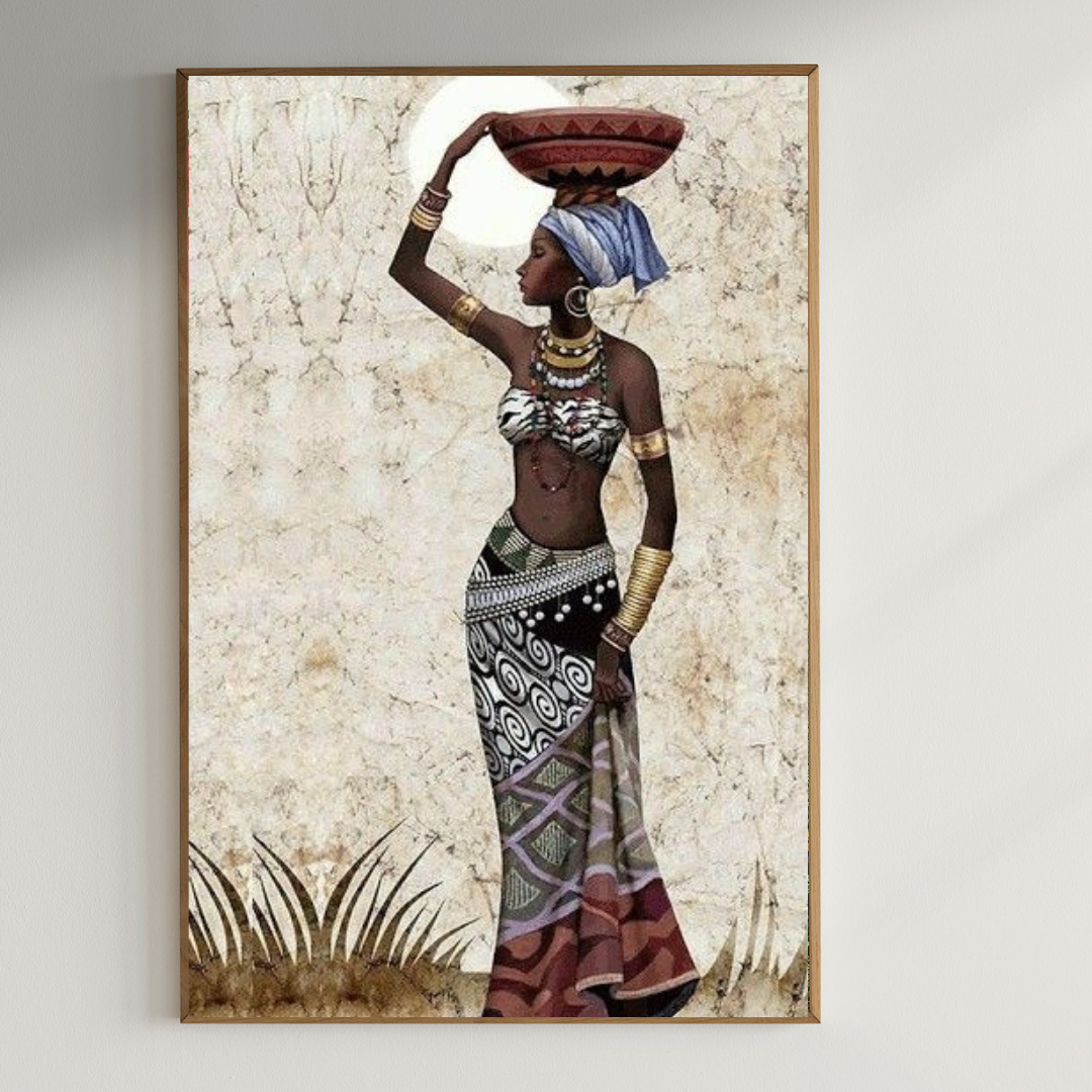 Exclusive African painting| 350 GSM Gallery-Wrapped Canvas on Premium 1x1 inch Pine Wood Frame"