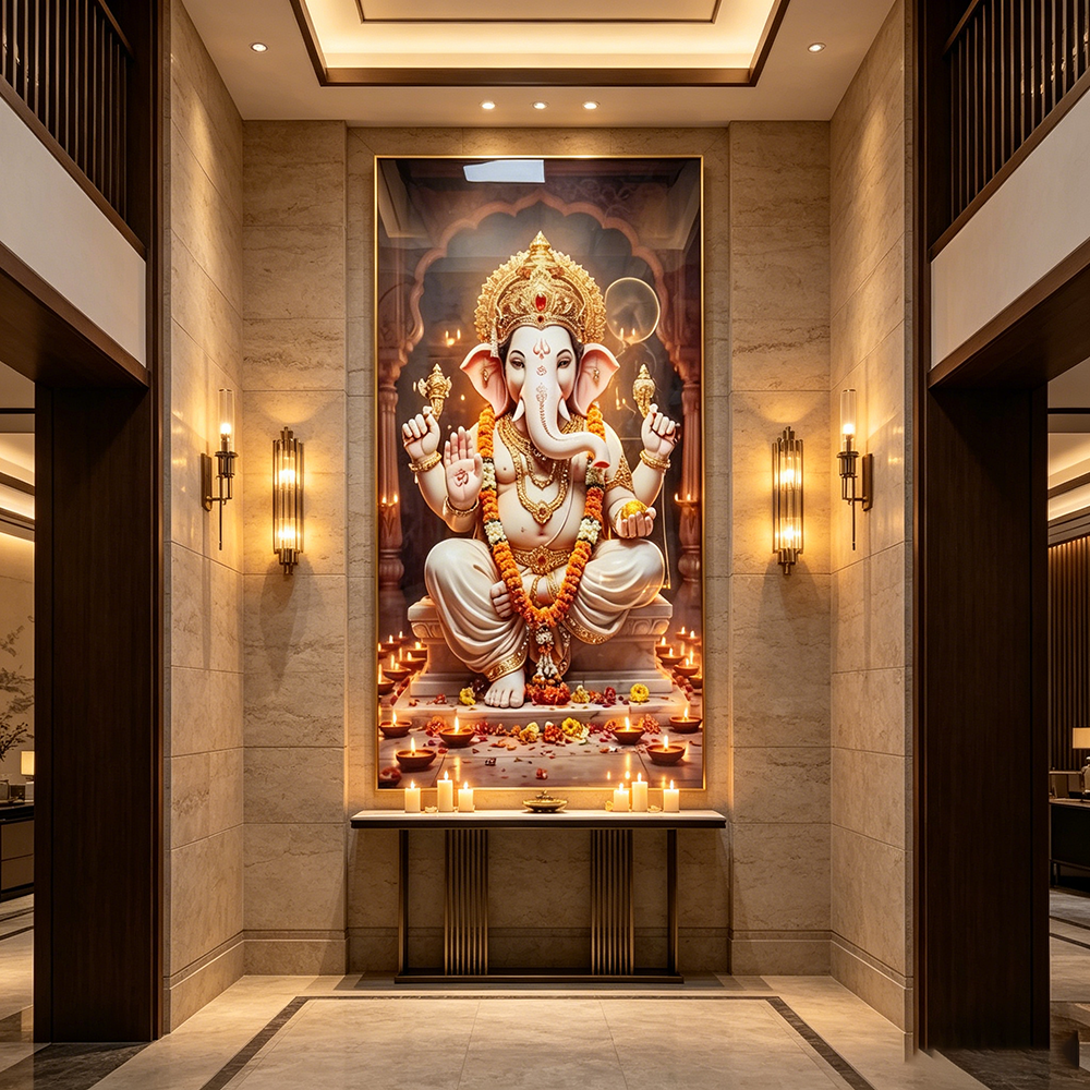LED with crystals Ganesha Painting for Home Decor