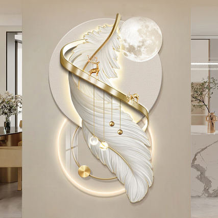 Deer on the Moon Crystal  wall art|4x2.5 Feet+LED