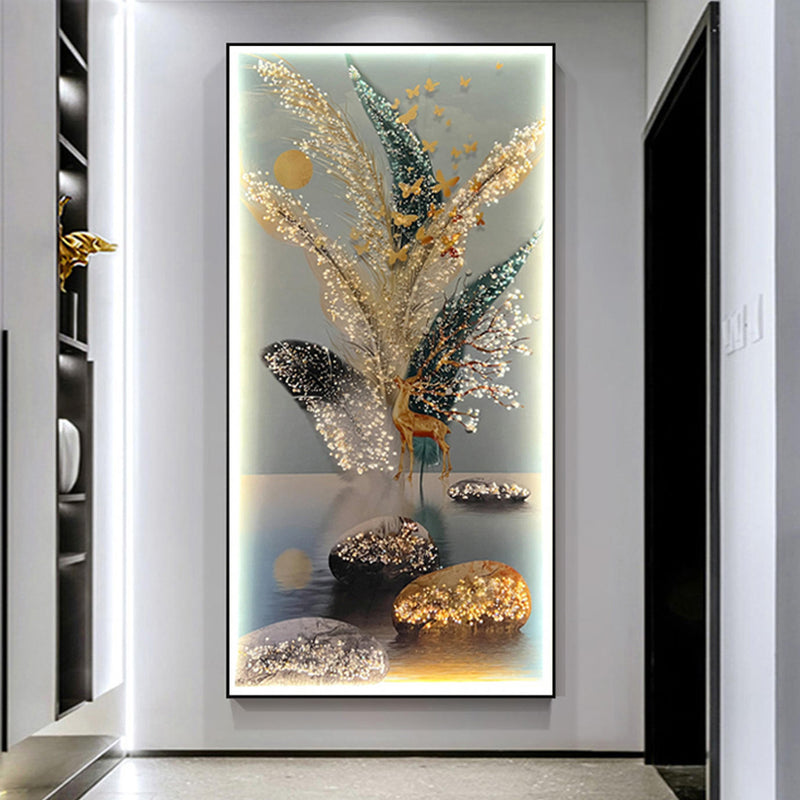 Shimmering LED painting with crystals & Pearls|24x48 Inches| LED