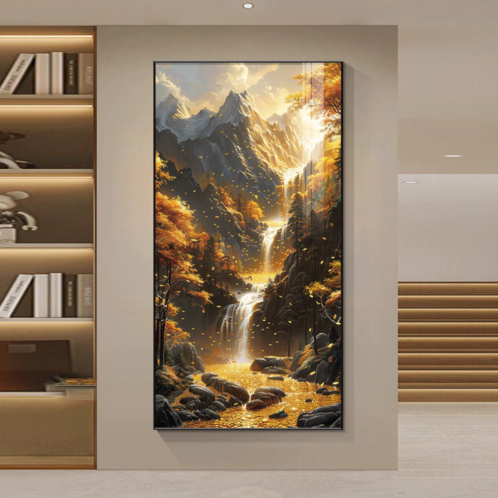 3D LED with crystals Waterfall Painting for Living Room| Vastu Painting