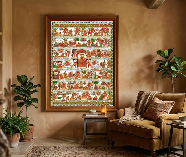 Hanuman Chalisa Portrait Art Print – Sacred Verses in the Form of Lord Hanuman
