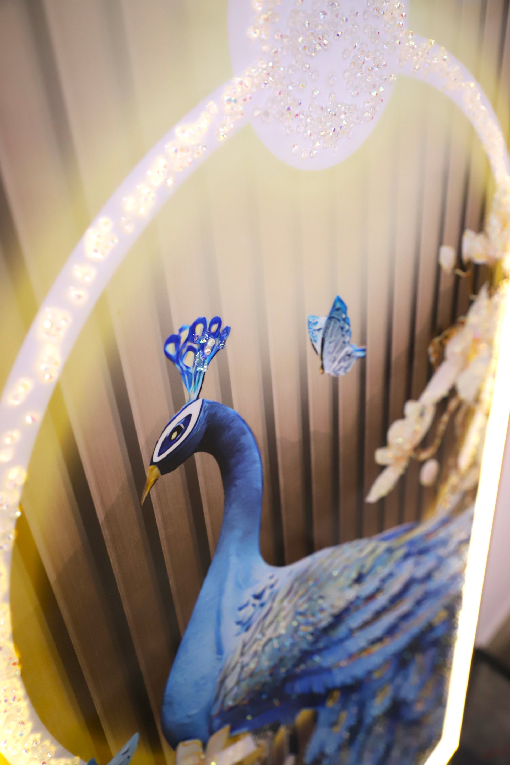 Celestial Beauty Peacock – Where Petals Meet Plumes| crystal wall painting|24x48 Inches