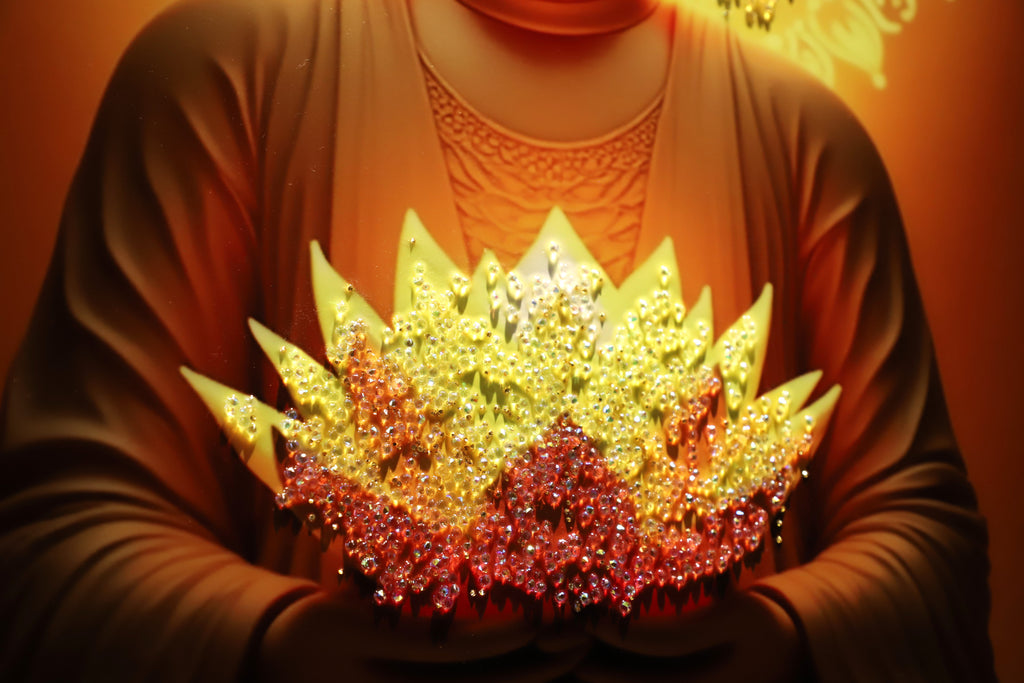 Peaceful meditating Buddha-Crystal wall painting|4x2.5feet +LED