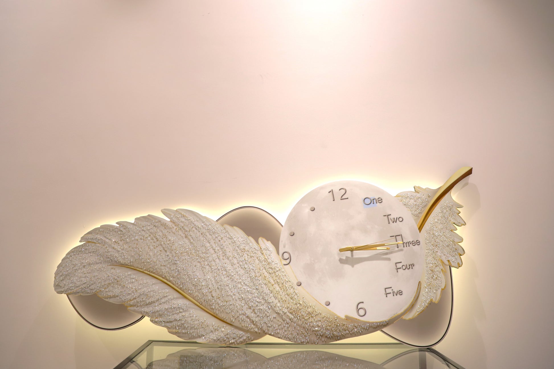 Premium White Feather Elegance – Premium Wall Clock with LED"||60*150CM