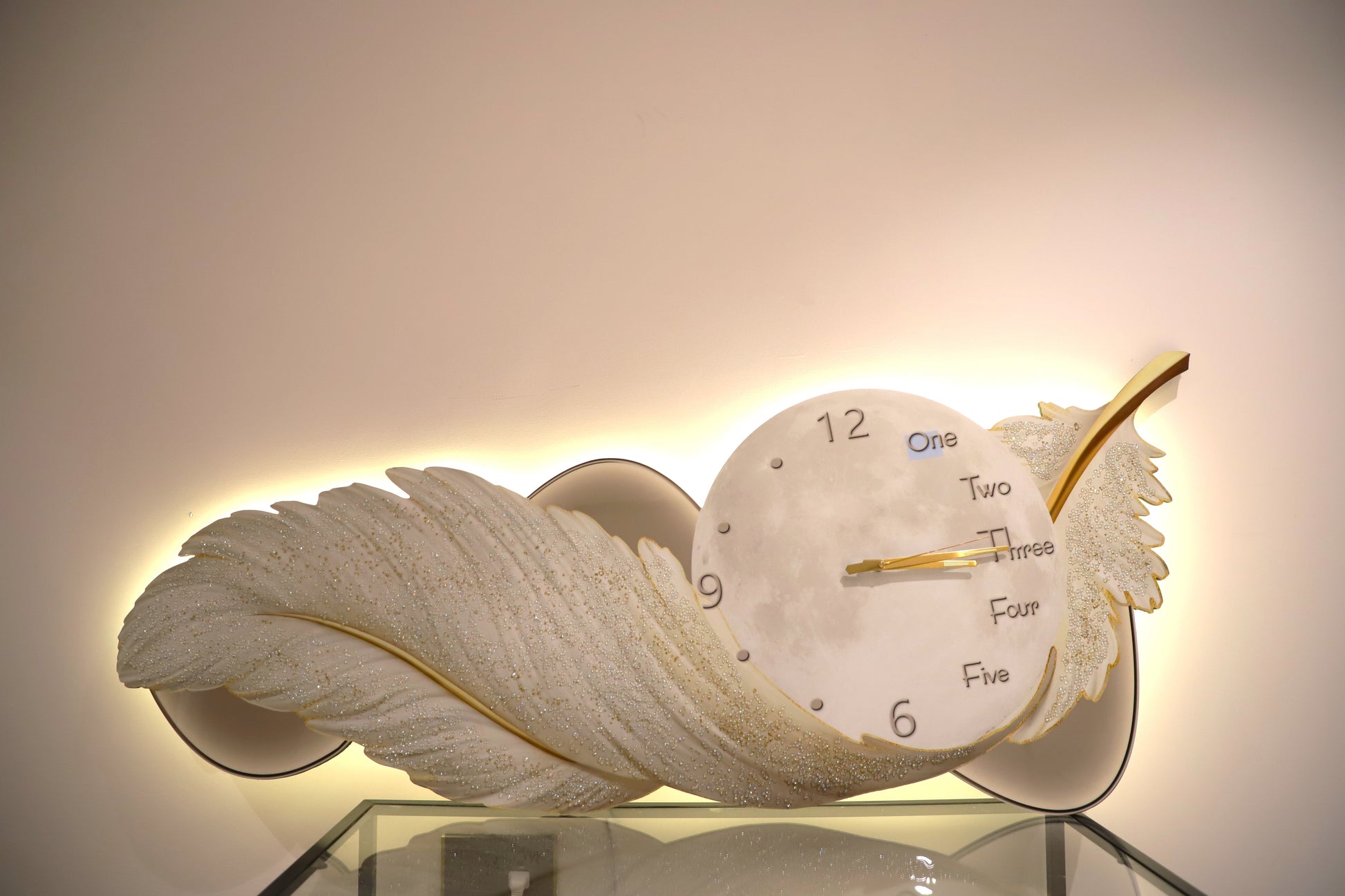 Premium White Feather Elegance – Premium Wall Clock with LED"||60*150CM