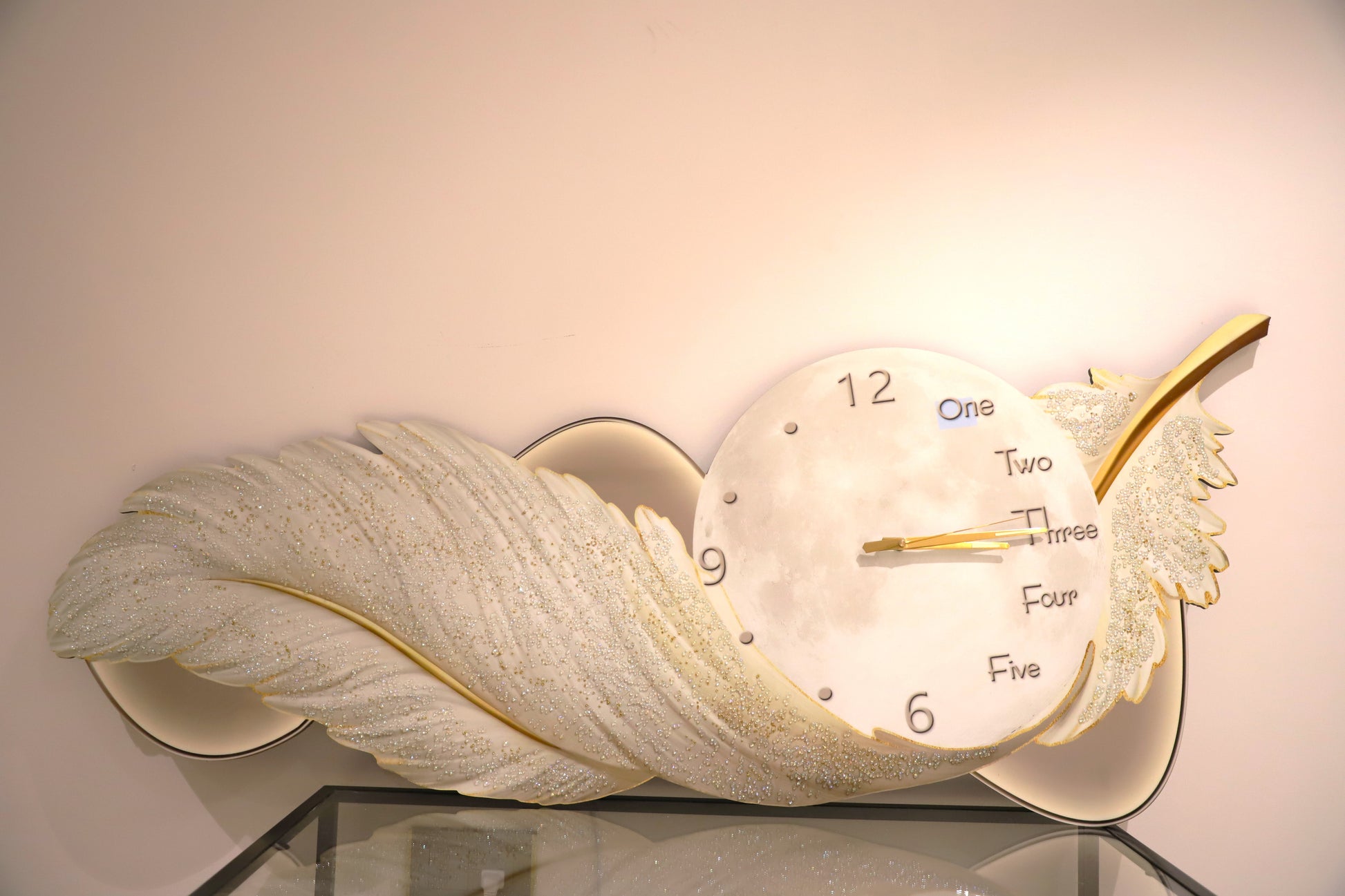 Premium White Feather Elegance – Premium Wall Clock with LED"||60*150CM