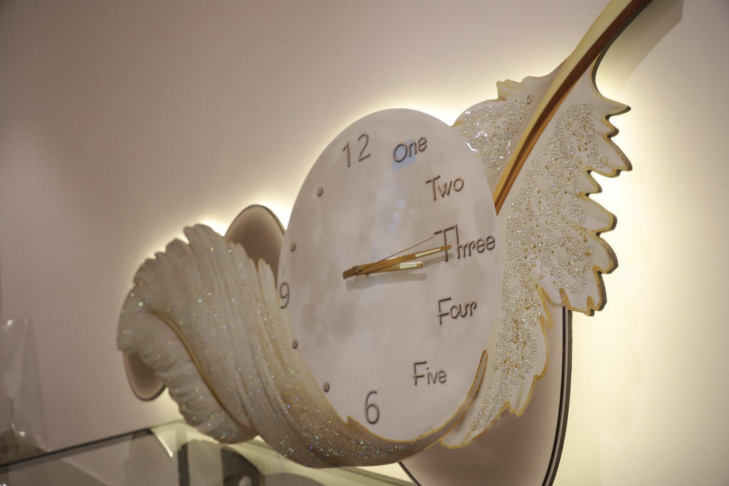 Premium White Feather Elegance – Premium Wall Clock with LED"||60*150CM