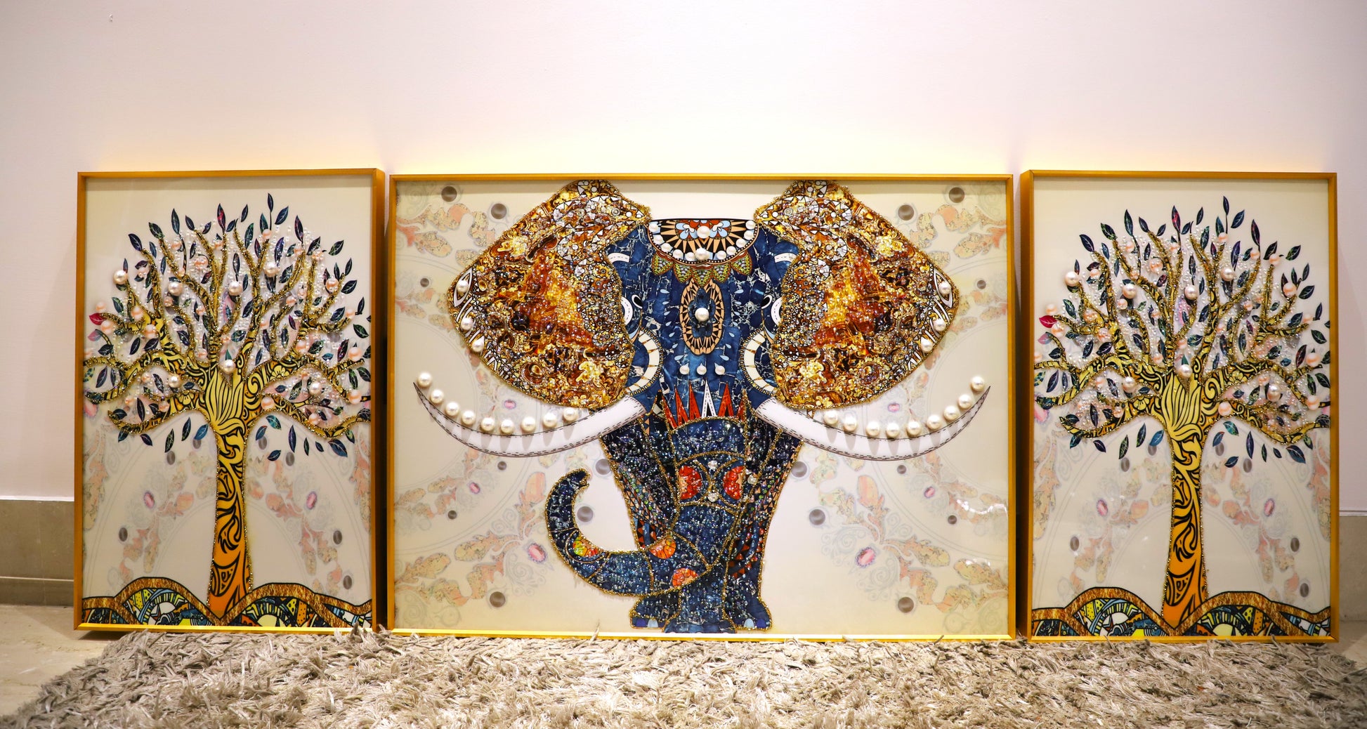 "Elephant – Premium Nature Art Frame Crystal  wall art||40*60*2+60*80cm