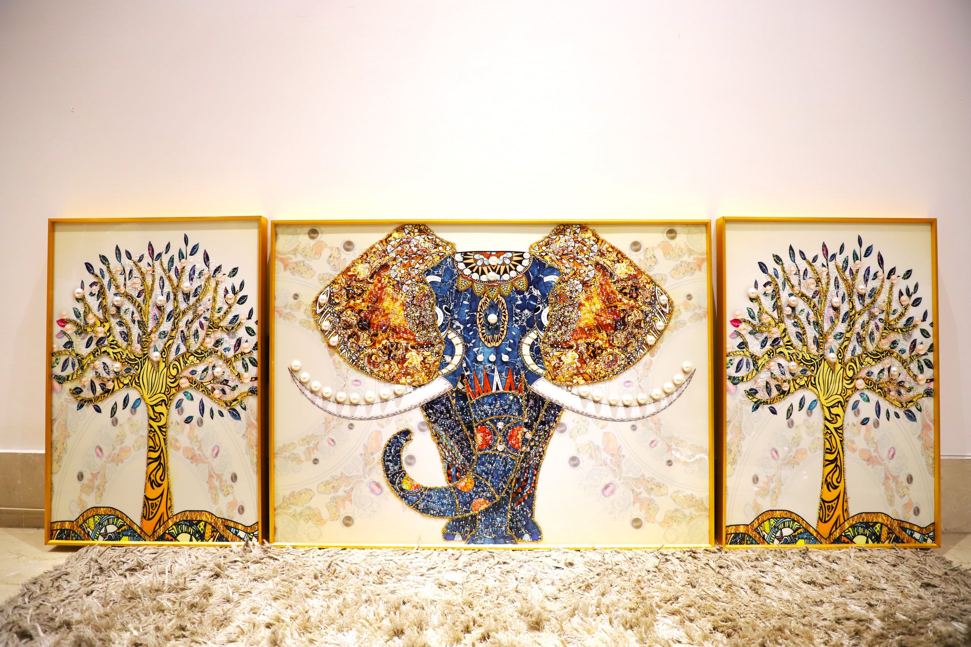 "Elephant – Premium Nature Art Frame Crystal  wall art||40*60*2+60*80cm