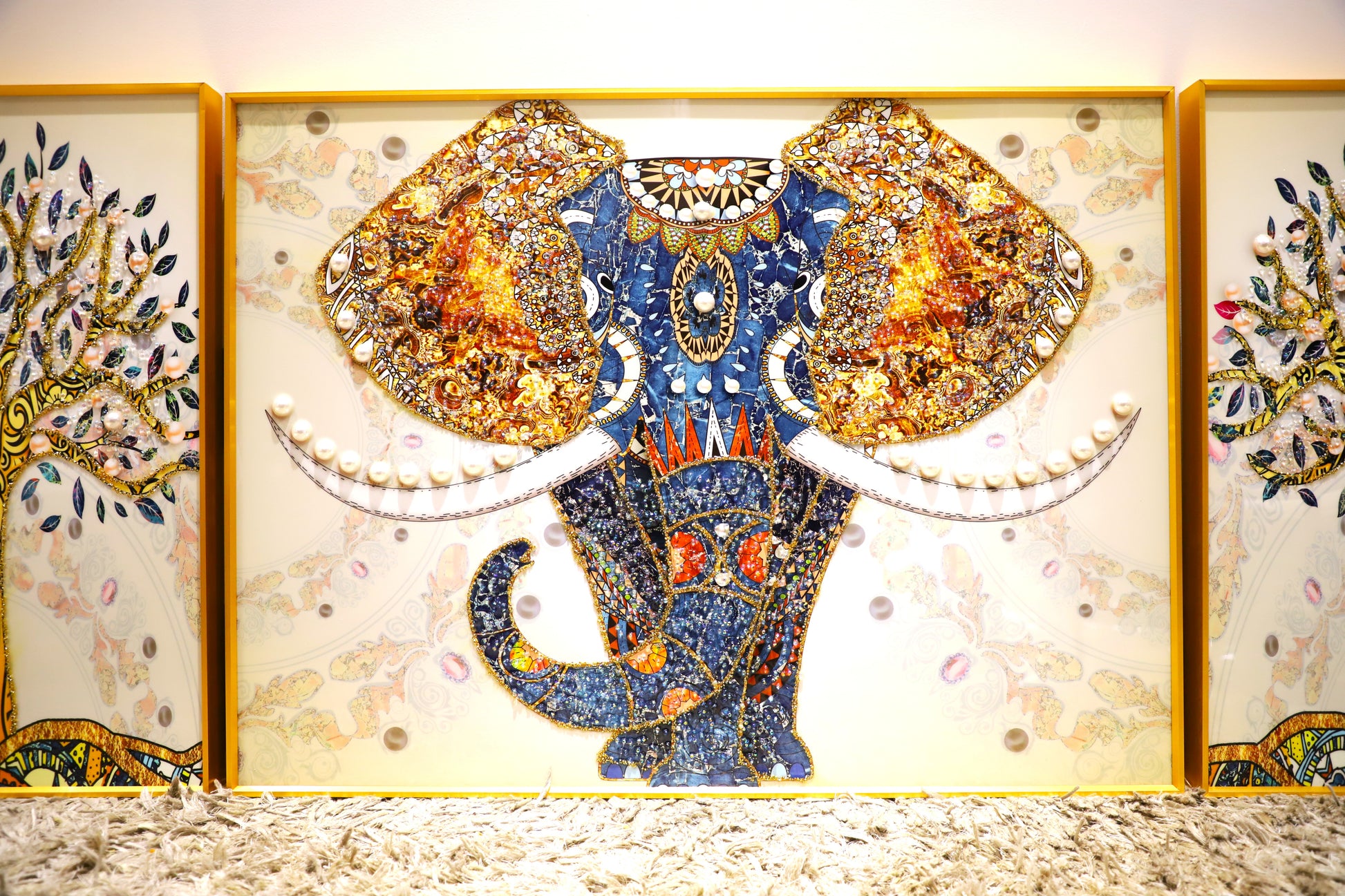 "Elephant – Premium Nature Art Frame Crystal  wall art||40*60*2+60*80cm