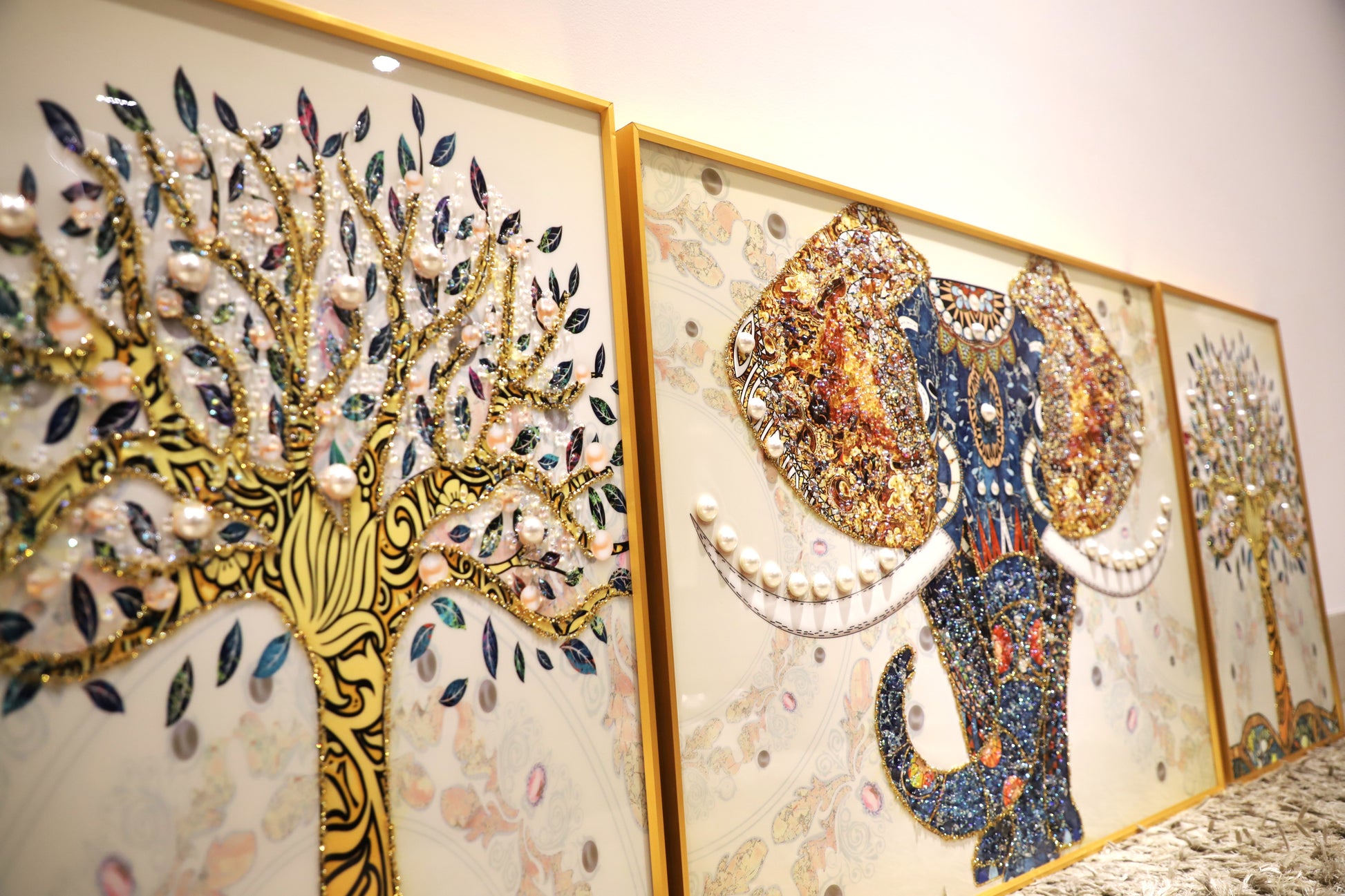 "Elephant – Premium Nature Art Frame Crystal  wall art||40*60*2+60*80cm