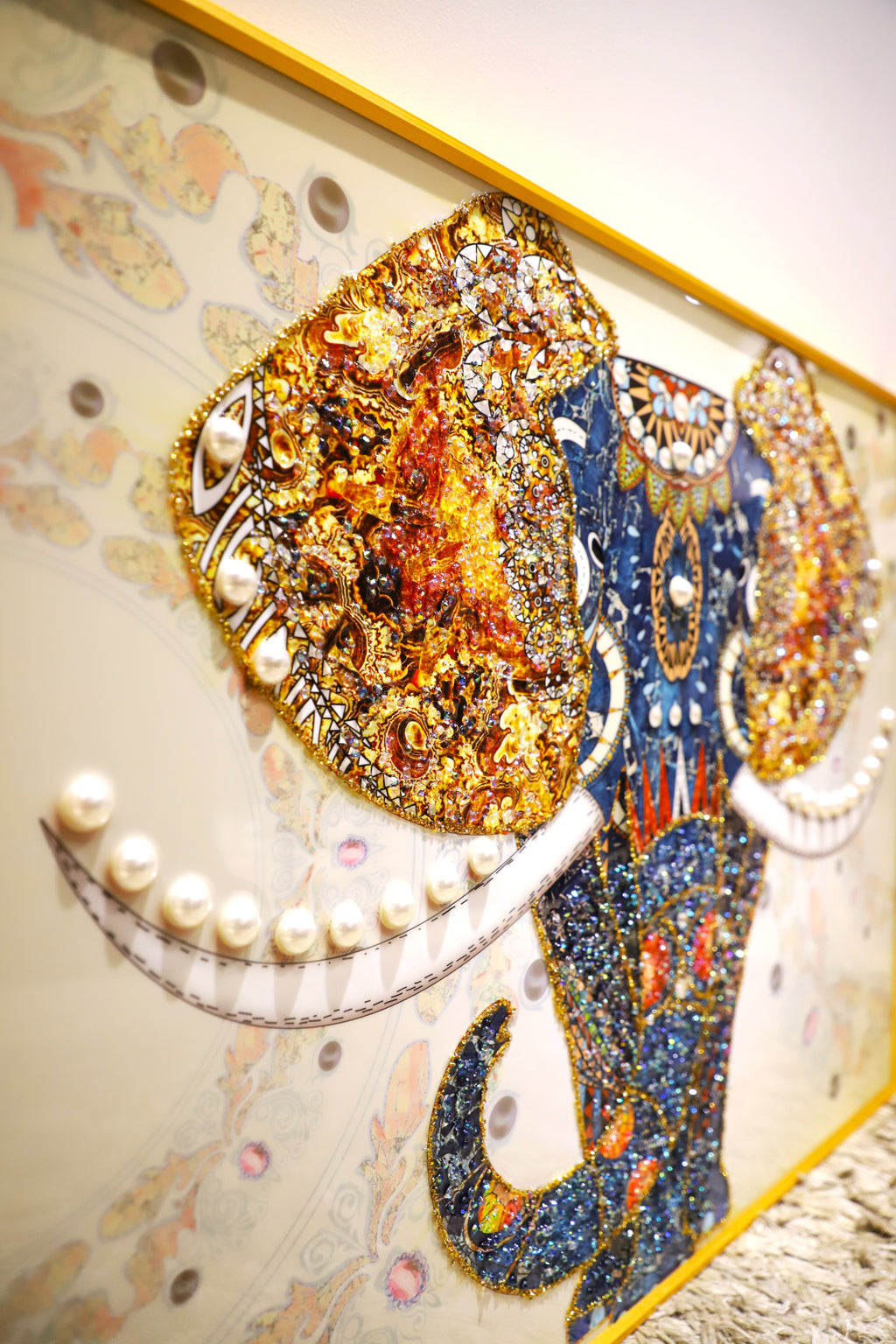 "Elephant – Premium Nature Art Frame Crystal  wall art||40*60*2+60*80cm