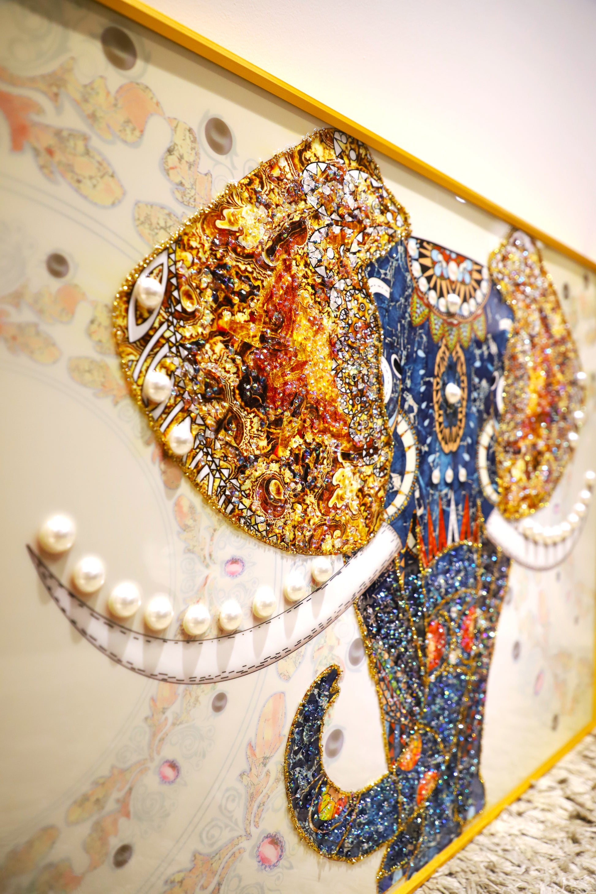 "Elephant – Premium Nature Art Frame Crystal  wall art||40*60*2+60*80cm