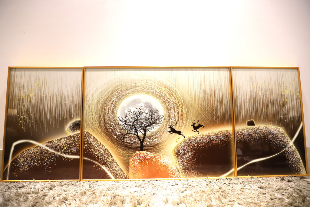 Harmony Hills – Set Of Three Wall Design| Crystal wall art|(40*60)*2+(60*80)cm