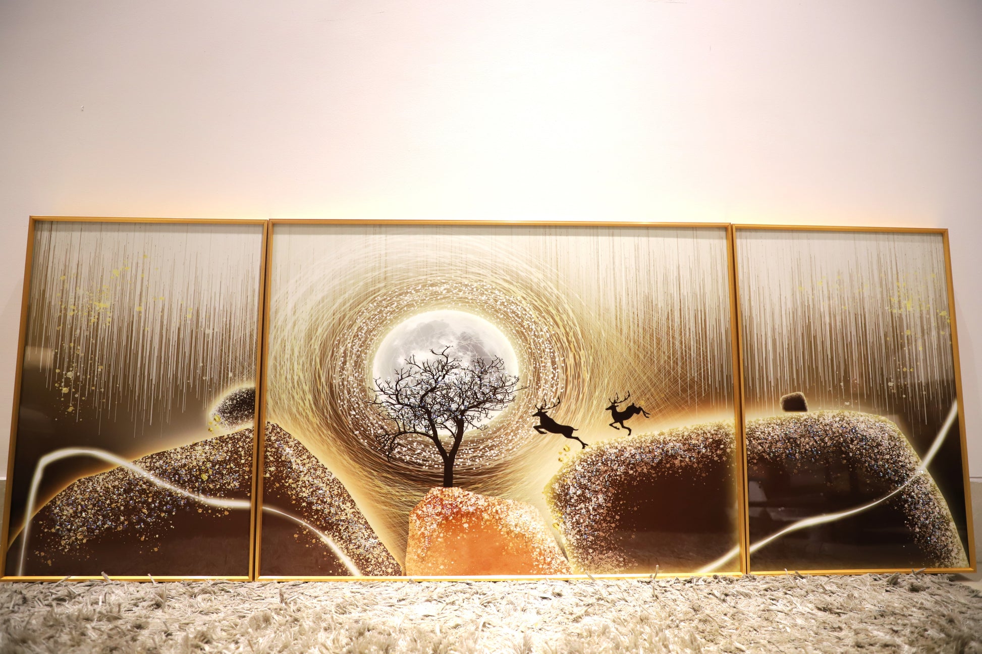 Harmony Hills – Set Of Three Wall Design| Crystal wall art|(40*60)*2+(60*80)cm