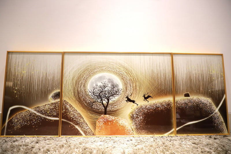 Harmony Hills – Set Of Three Wall Design| Crystal wall art|(40*60)*2+(60*80)cm