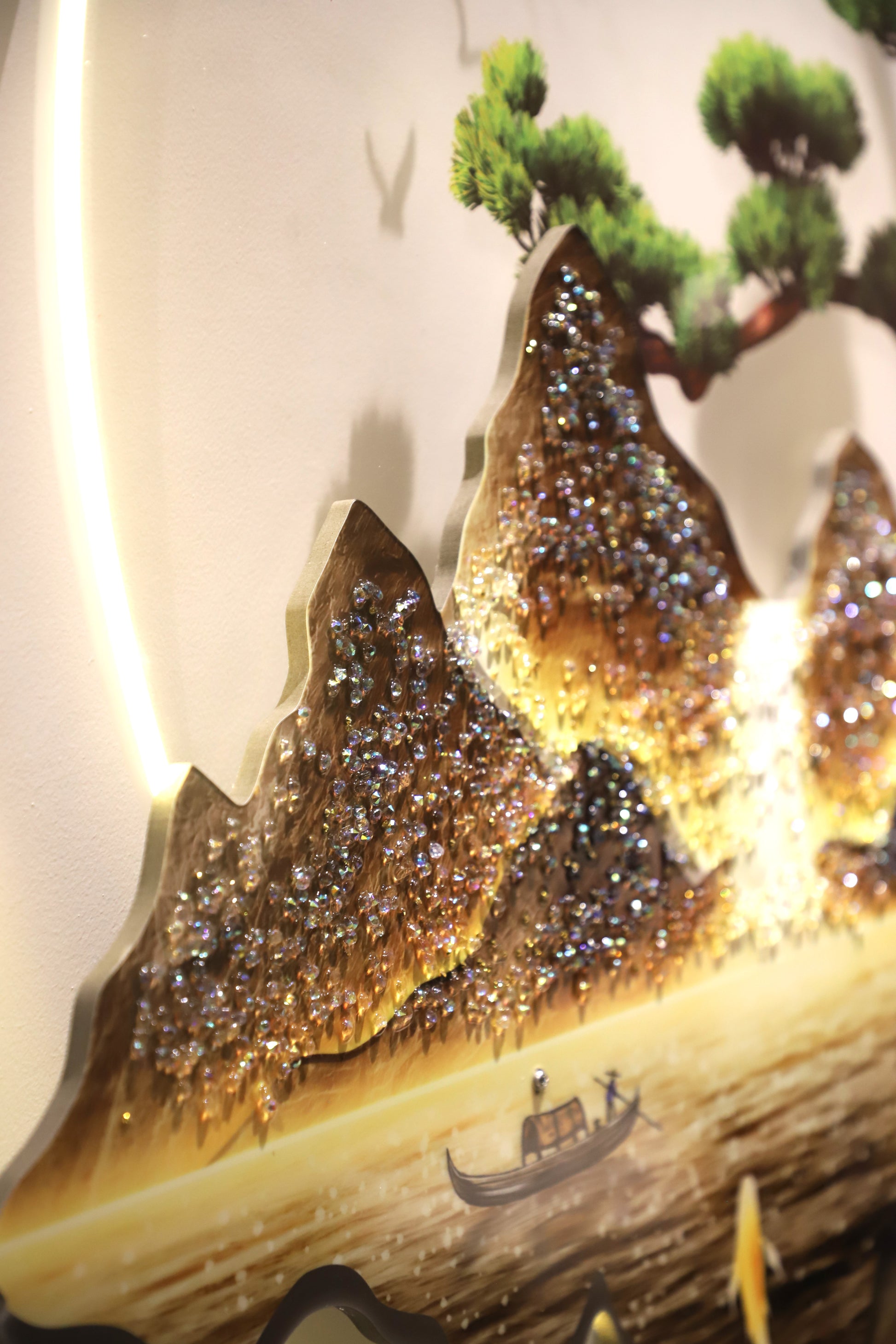 LED 3D-Fish-waterfall crystal wall decor|80*120cm
