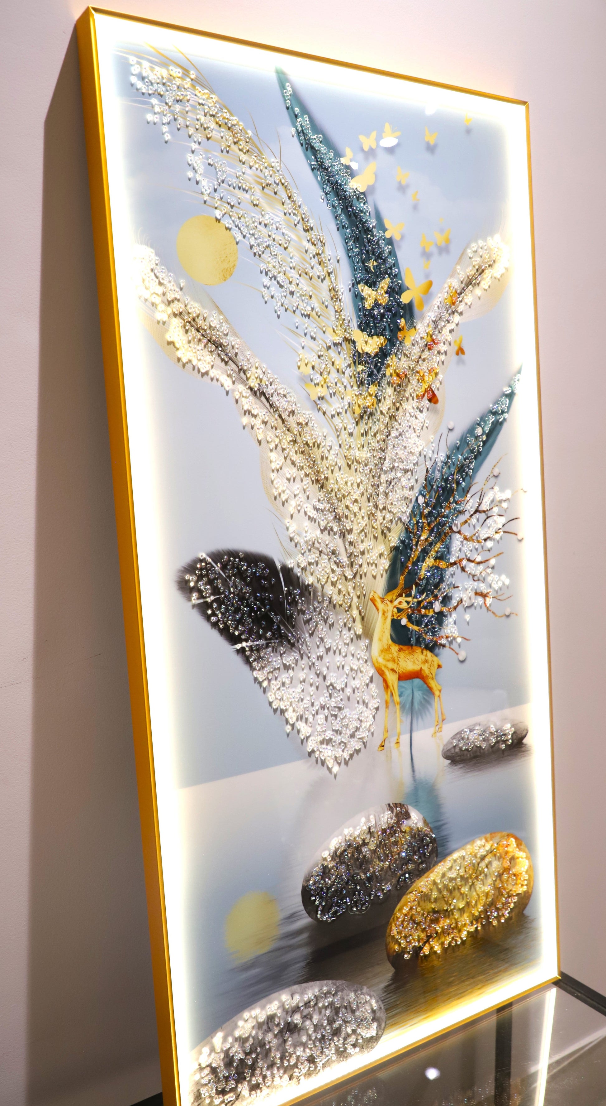 Pearl Breeze Harmony Crystal  wall art|24x48 Inches| LED