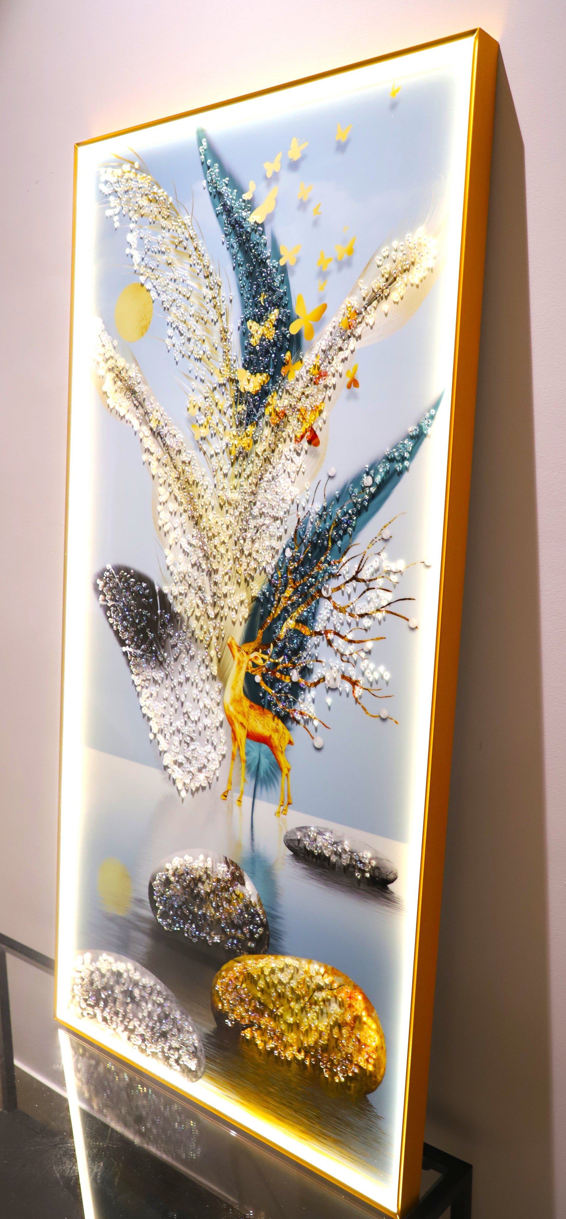 Pearl Breeze Harmony Crystal  wall art|24x48 Inches| LED