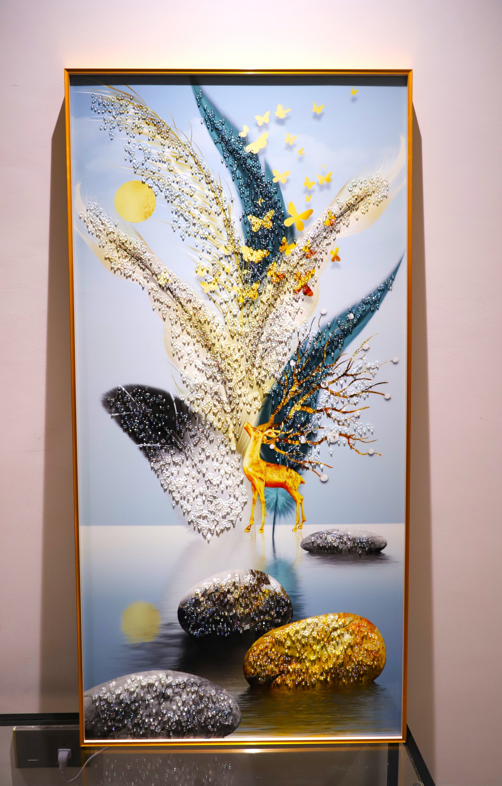 Pearl Breeze Harmony Crystal  wall art|24x48 Inches| LED