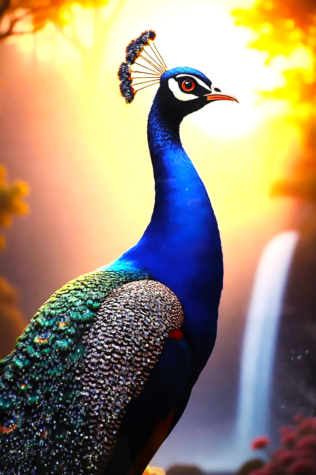 The Royal Bloom| Peacock | LED Crystal Wall art |Bird painting|4x2.5 Feet