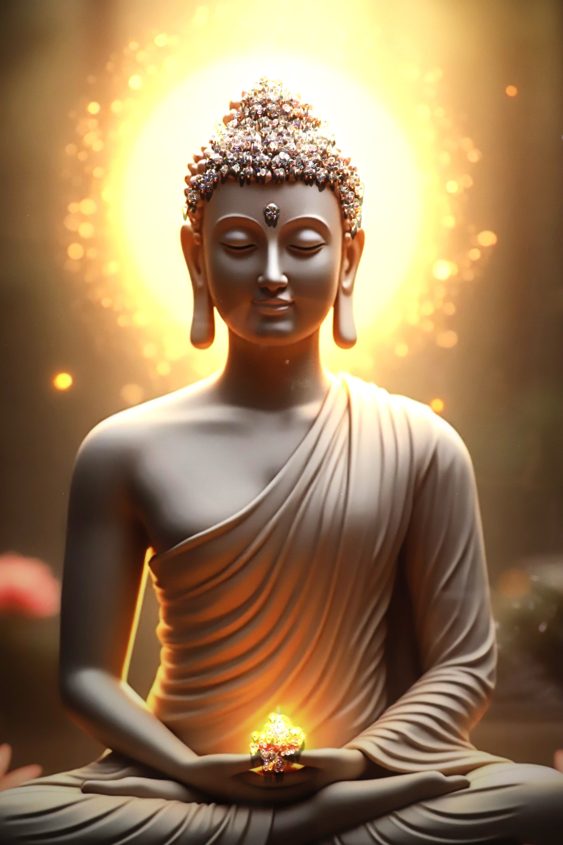 Calm the energy-Meditating Buddha-LED illuminating crystal wall art|4x2.5 feet+LED