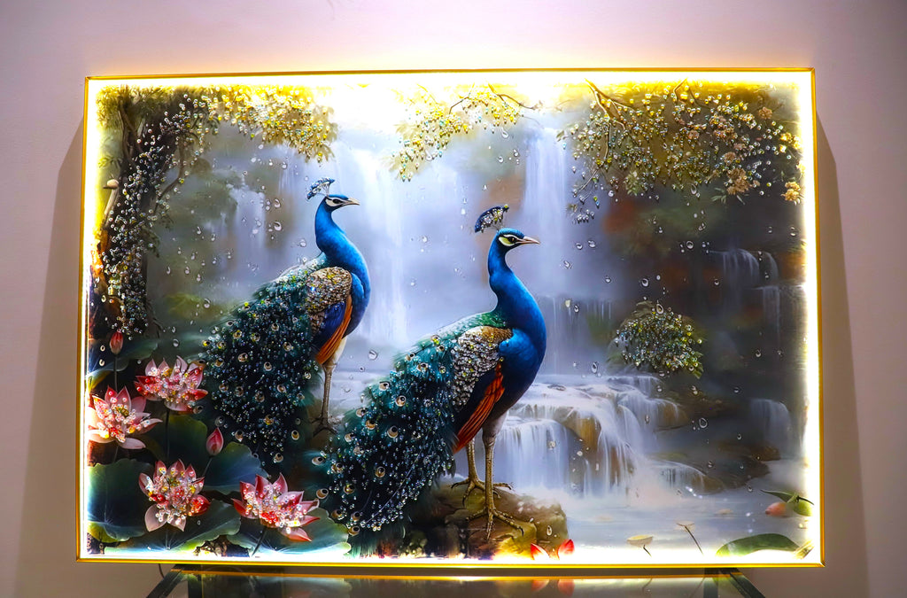 Peacock Paradise |LED Crystal wall art|4x2.5 Feet