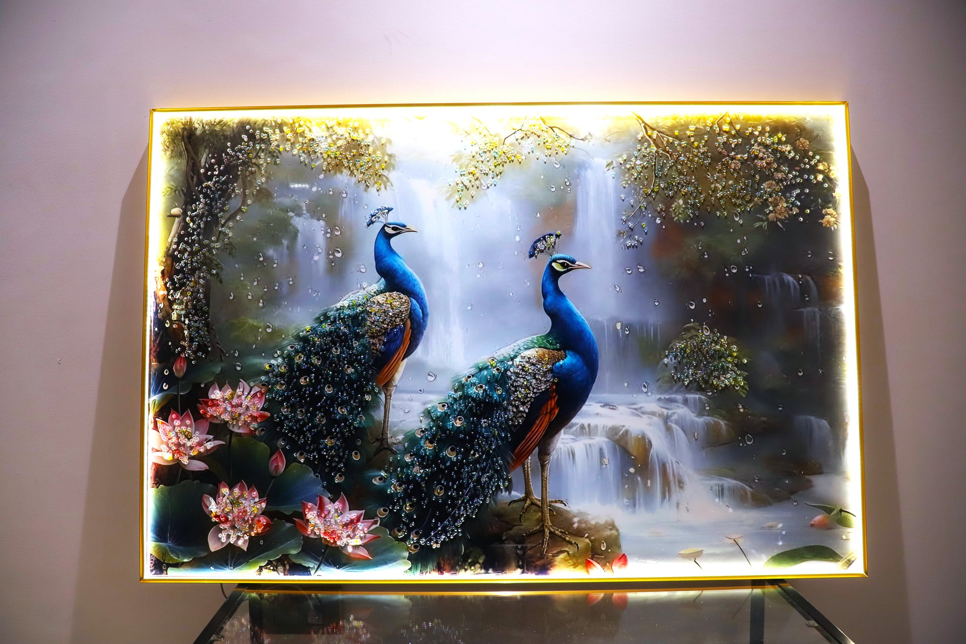 Peacock Paradise |LED Crystal wall art|4x2.5 Feet