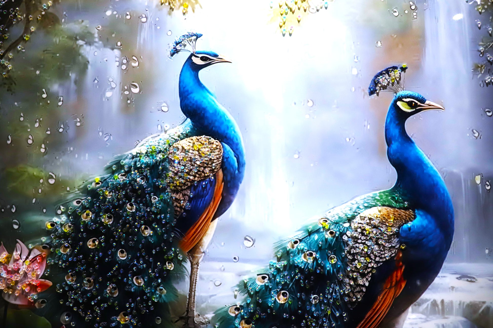 Peacock Paradise |LED Crystal wall art|4x2.5 Feet