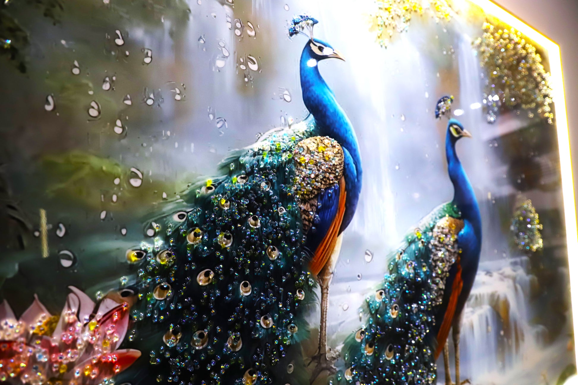 Peacock Paradise |LED Crystal wall art|4x2.5 Feet