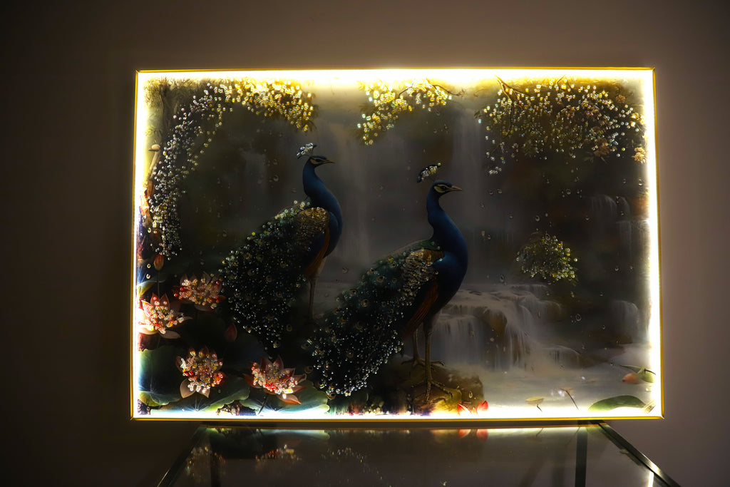 Peacock Paradise |LED Crystal wall art|4x2.5 Feet