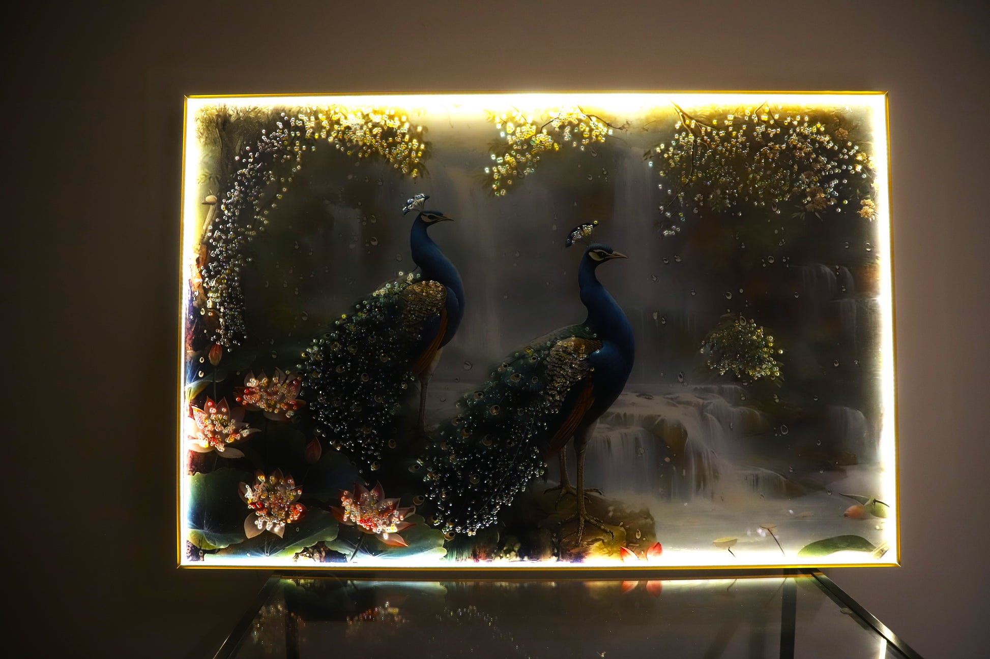 Peacock Paradise |LED Crystal wall art|4x2.5 Feet