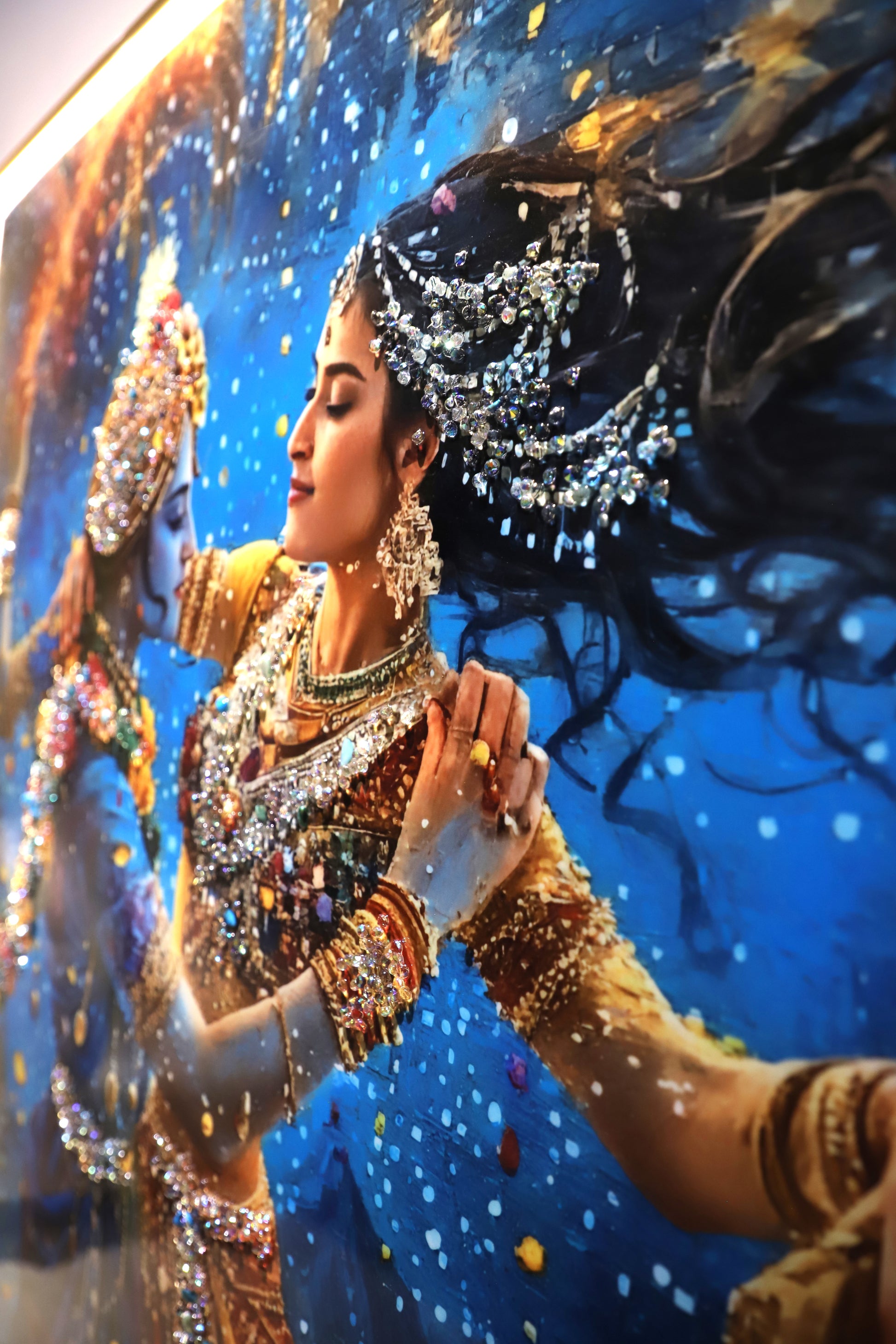Divine Rhythm |Radha- Krishna| Crystal wall art|4x2.5 Feet+LED