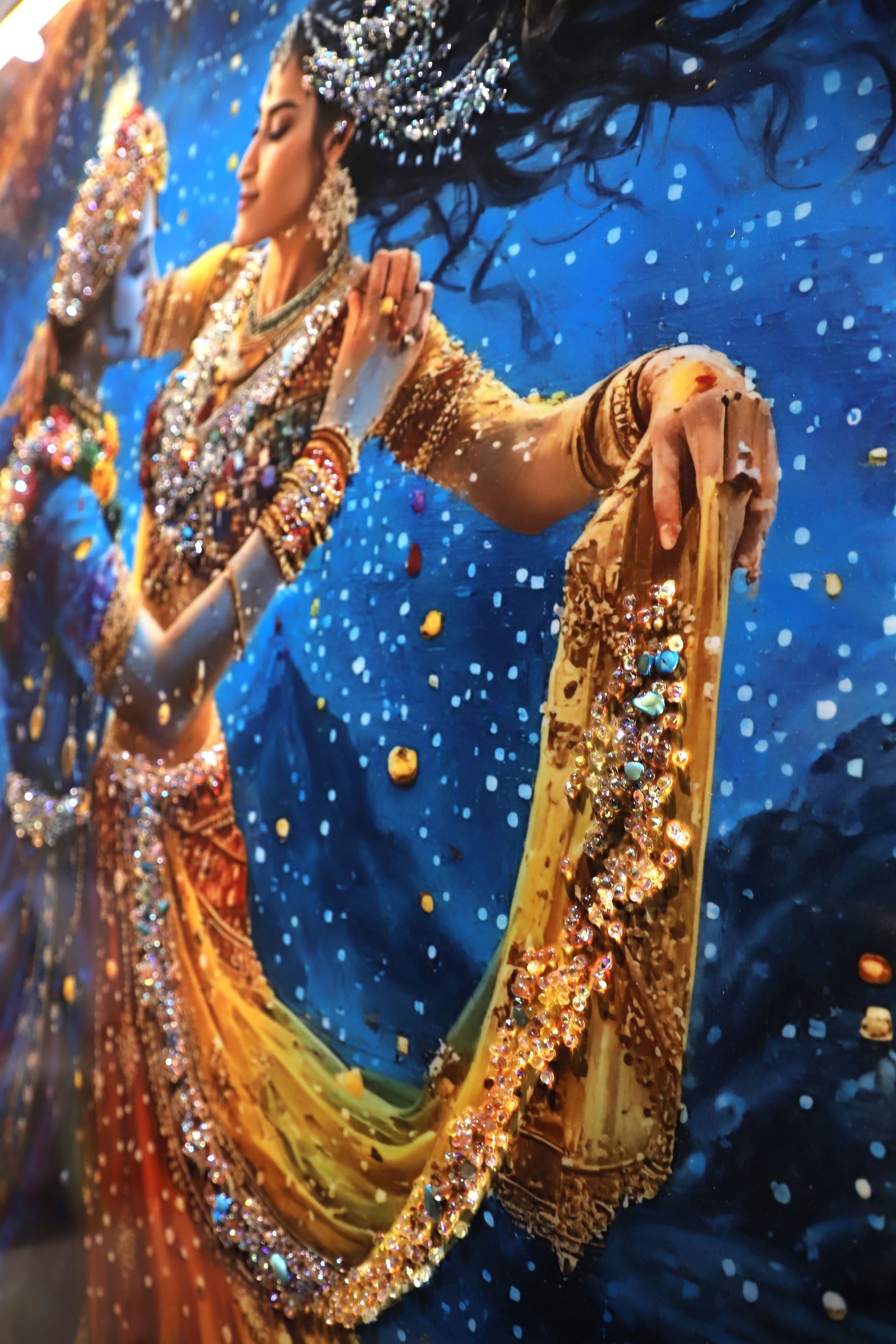Divine Rhythm |Radha- Krishna| Crystal wall art|4x2.5 Feet+LED