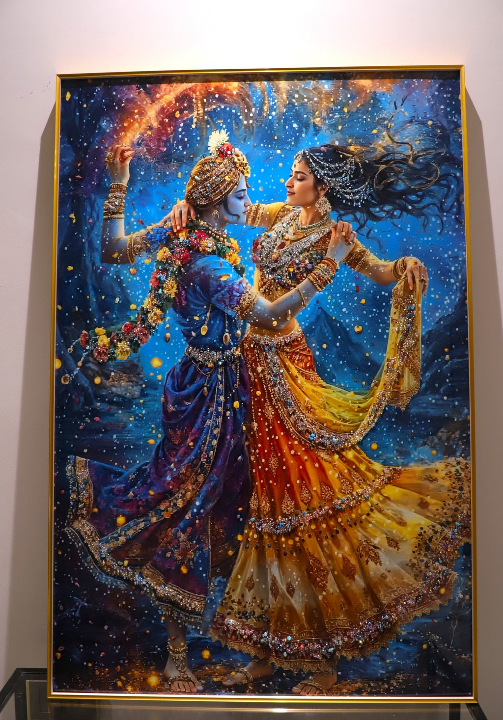 Divine Rhythm |Radha- Krishna| Crystal wall art|4x2.5 Feet+LED