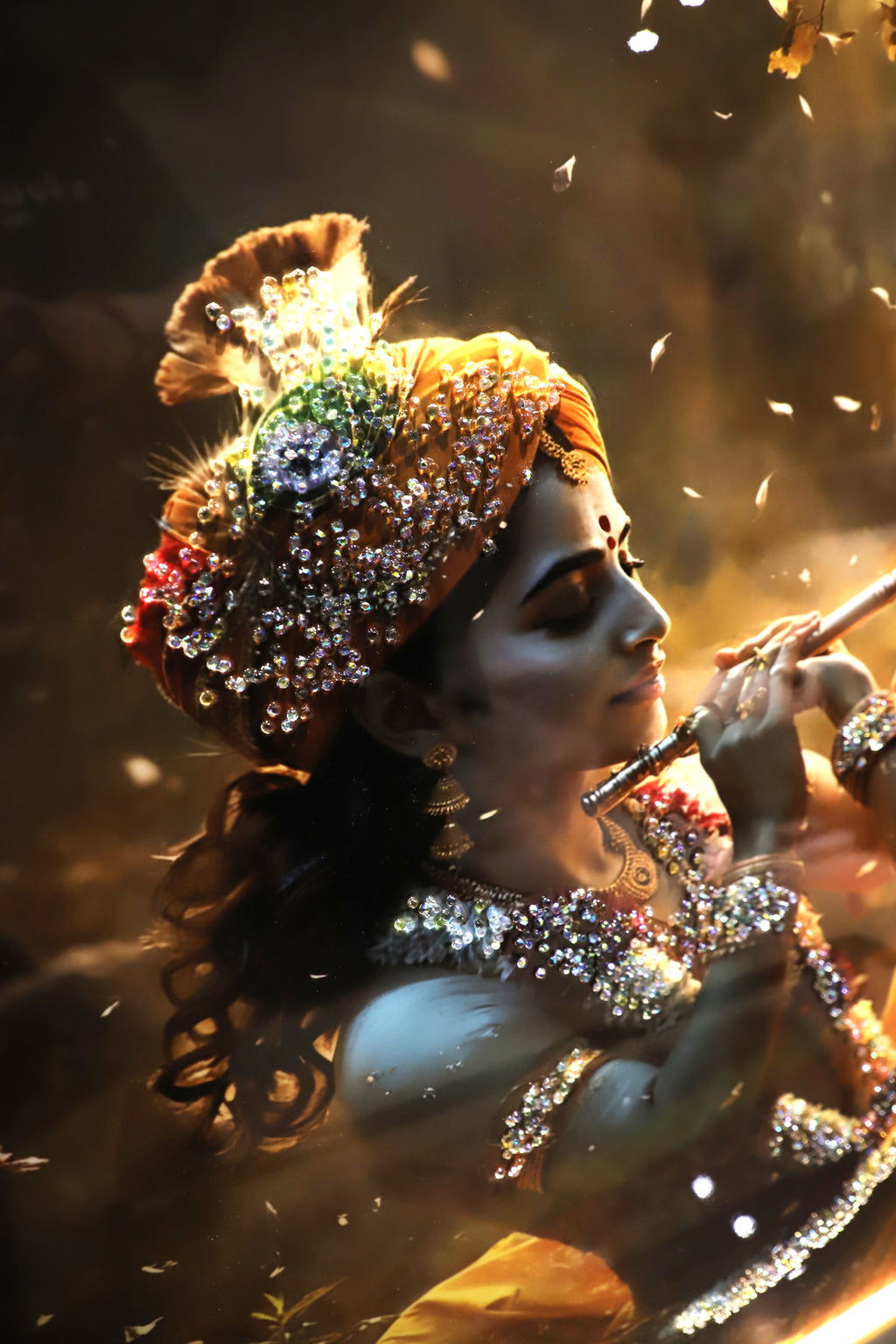 Illuminating Energy|Radha-Krishna|Crystal wall art|4x2.5 Feet+LED